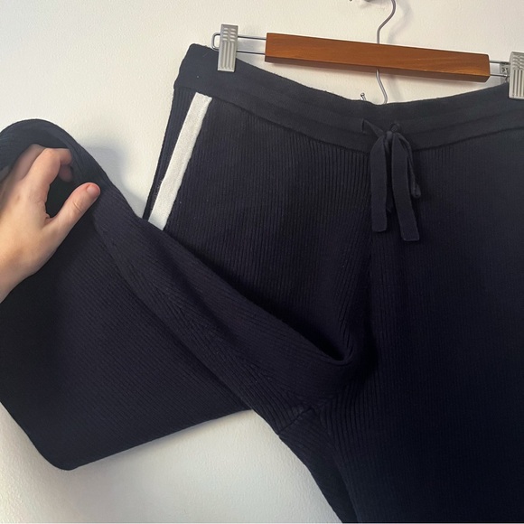 Faherty Ribbed Cotton Cashmere Varsity Stripe Blue Sweater Pants Large - Picture 3 of 10